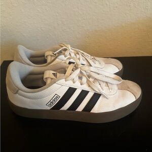 Adidas White and Black VL Court Sneakers Classic Design